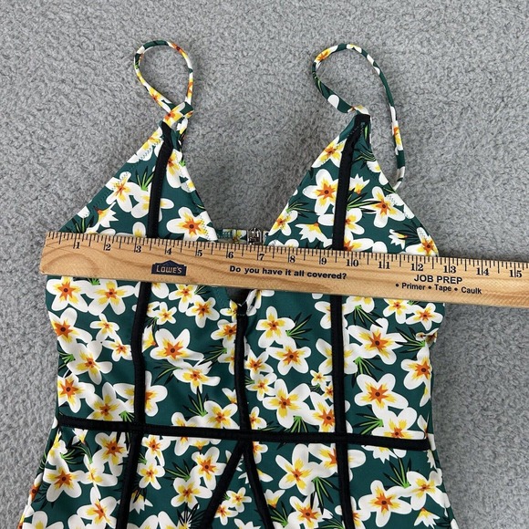 Cupshe Swimsuit Women Size Medium Green Floral Young and Vigor Print One Piece - Picture 2 of 12